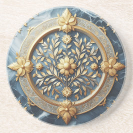 Blauw marmer en gouden versiering zandsteen onderzetter