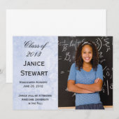 Blauw Marmer Foto Afstuderen Aankondiging (Voorkant / Achterkant)