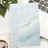 Blauw marmer gepersonaliseerde naam op maat planner