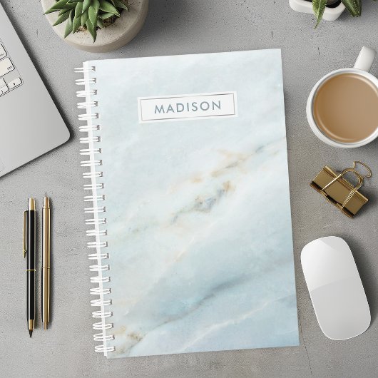 Blauw marmer gepersonaliseerde naam op maat planner