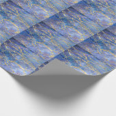 Blauw Marmer Goud Abstracte Textuur Cadeaupapier (Hoek)