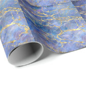 Blauw Marmer Goud Abstracte Textuur Cadeaupapier (Rol Hoek)