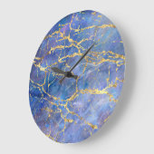Blauw Marmer Goud Abstracte Textuur Grote Klok (Hoek)
