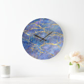 Blauw Marmer Goud Abstracte Textuur Grote Klok (Huis)