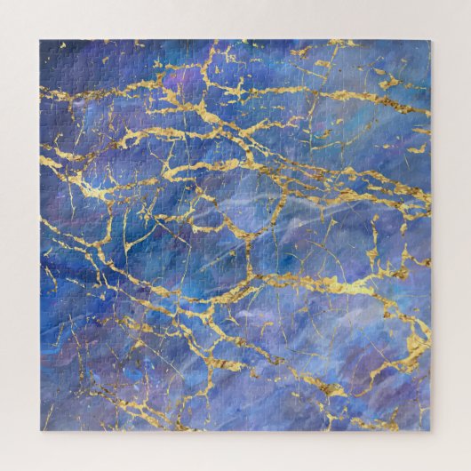Blauw Marmer Goud Abstracte Textuur Legpuzzel (Verticaal)
