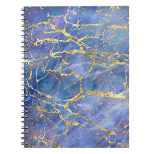 Blauw Marmer Goud Abstracte Textuur Notitieboek