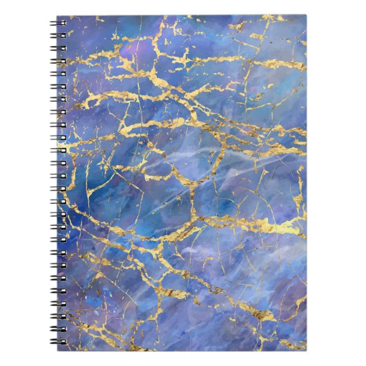 Blauw Marmer Goud Abstracte Textuur Notitieboek (Voorkant)