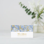 Blauw Marmer Goud Ader Minimal Visitekaartje (Staand voorkant)