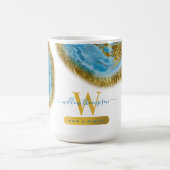 Blauw Marmer & Gouden Folie Haar & Make-up Koffiemok (Center)