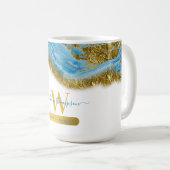 Blauw Marmer & Gouden Folie Haar & Make-up Koffiemok (Voorkant rechts)