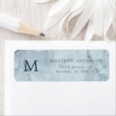 blauw marmer masculine return address etiket (Insitu)