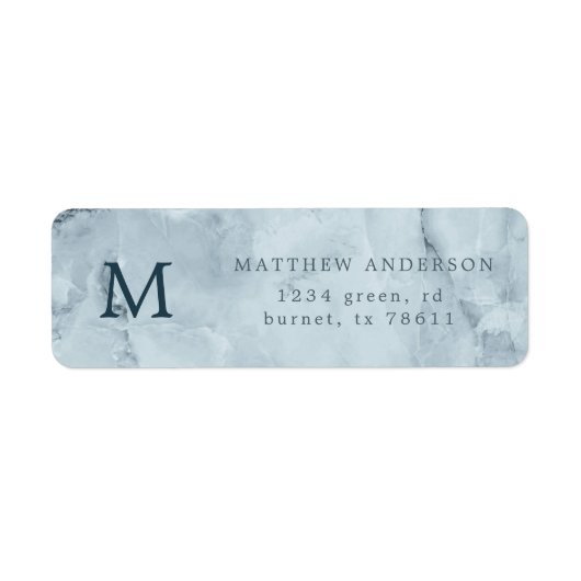 blauw marmer masculine return address etiket (Voorkant)