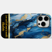 Blauw marmer met gouden accenten Case-Mate iPhone case (Achterkant (horizontaal))