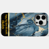 Blauw marmer met gouden aderen voor Case-Mate iPhone case (Achterkant (horizontaal))