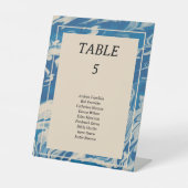 Blauw Marmer Moderne Kust Trouwtafel Nummer Reclamebord Met Voetstuk (Voorkant)