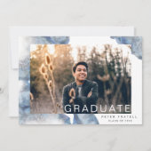 Blauw Marmer Ombre Afstudeer Uitnodiging (Voorkant)