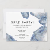 Blauw Marmer Ombre Afstudeer Uitnodiging (Achterkant)