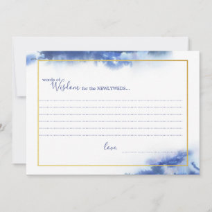 Blauw Marmer Ombre Gouden Frame Huwelijks Wijsheid Aankondiging