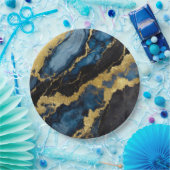 Blauw Marmer Patroon met Goud Papieren Bordje (Feest)
