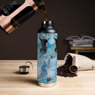 Blauw Marmer Patroon Thor Koper Vacuüm 32 oz Waterfles