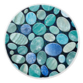 Blauw Marmer Pebble stenen patroon Keramische Knop (Voorkant)