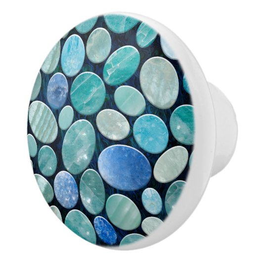 Blauw Marmer Pebble stenen patroon Keramische Knop (Rechts)