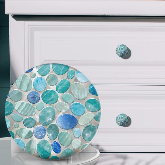 Blauw Marmer Pebble stenen patroon Keramische Knop