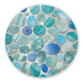 Blauw Marmer Pebble stenen patroon Keramische Knop (Voorkant)