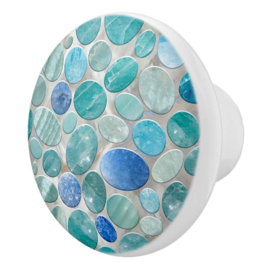 Blauw Marmer Pebble stenen patroon Keramische Knop (Rechts)