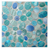 Blauw Marmer Pebble stenen patroon Tegeltje (Voorkant)