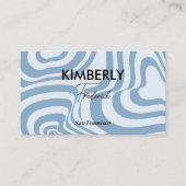 Blauw Marmer Retro Wavy Stripe Bold Modern Design Visitekaartje (Voorkant)
