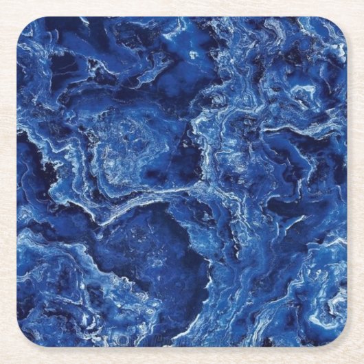 Blauw marmer Stone Modern Elegant Stylish Kartonnen Onderzetters (Voorkant)