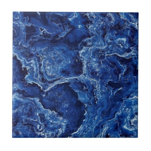 Blauw marmer Stone Modern Elegant Stylish Tegeltje (Voorkant)