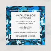 Blauw Marmer Unieke QR CODE Moderne Notaris Publie Vierkante Visitekaartje (Achterkant)