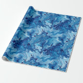 Blauw marmer vloeistof kunst cadeaupapier (Uitgerold)