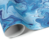 Blauw marmer vloeistof kunst cadeaupapier (Rol Hoek)