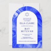 Blauw Marmer Wervelt Star David Bar Bat Mitswa Arc Kaart (Voorkant)