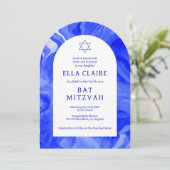 Blauw Marmer Wervelt Star David Bar Bat Mitswa Arc Kaart (Staand voorkant)