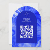 Blauw Marmer Wervelt Ster QR Bar Bat Mitswa Boog Kaart (Achterkant)