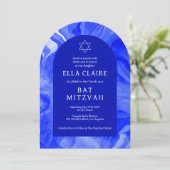 Blauw Marmer Wervelt Ster QR Bar Bat Mitswa Boog Kaart (Staand voorkant)