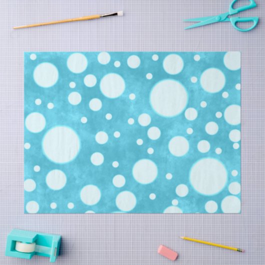 Blauw Marmer Wit Stippenpatroon Decoupage Tissuepapier (Craft)