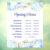 Blauw marmerdesign openingstijden raamfolie raamsticker (Vel 3)