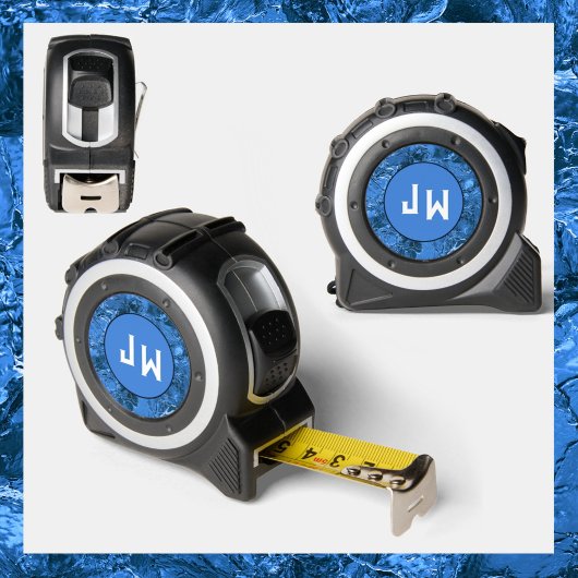 Blauw Marmered met Initialen Rolmaat