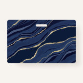 Blauw Marmeren Agaat Geode Goud Zakelijk Foto ID Badge (Achterkant)