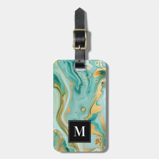 Blauw Marmeren Bagagelabel (Voorkant verticaal)