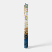 Blauw marmeren chic gouden glitter monogram iPhone 15 case (Linkerkant)