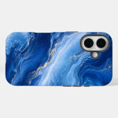 Blauw Marmeren Golven Luxe Abstract Case-Mate iPhone Case (Achterkant (horizontaal))