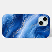 Blauw Marmeren Golven Luxe Abstract Case-Mate iPhone Case (Achterkant (horizontaal))