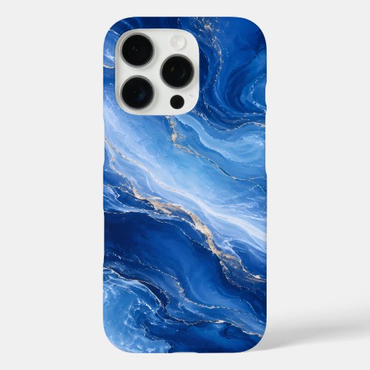 Blauw Marmeren Golven Luxe Abstract Case-Mate iPhone Case (Achterkant)