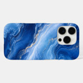 Blauw Marmeren Golven Luxe Abstract Case-Mate iPhone Case (Achterkant (horizontaal))
